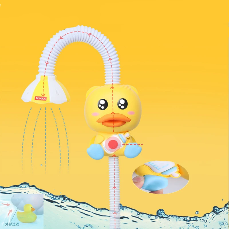 Baby Bath Toy Duck Sprinkler Shower Kids Battery Operated Electric Bathroom Water Play Game Toys