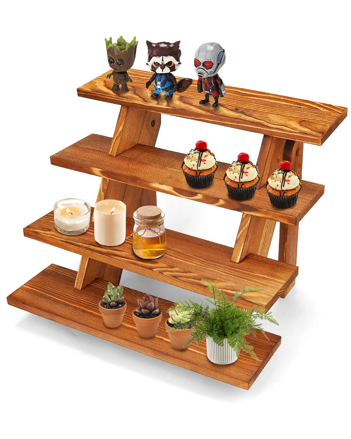 Wholesale Snack Platter Wood Cup Cake Stand Wooden Cupcake Towers For Displays Rack