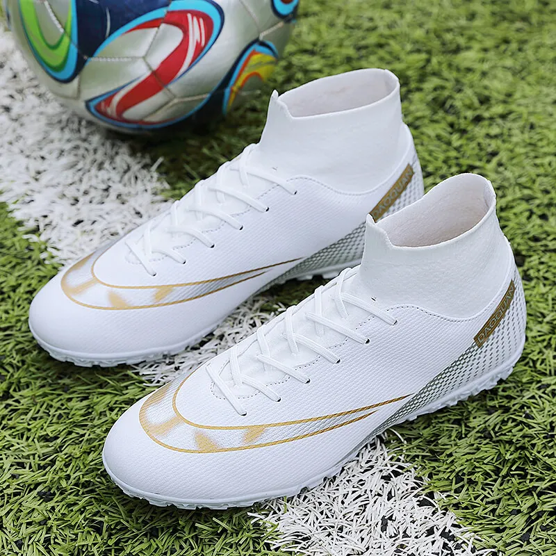 TOP Quality Spike Football Shoes Outdoor Training Football Boots Sport Shoes Unisex Light High-top Anti-skid Sports Soccer Shoes