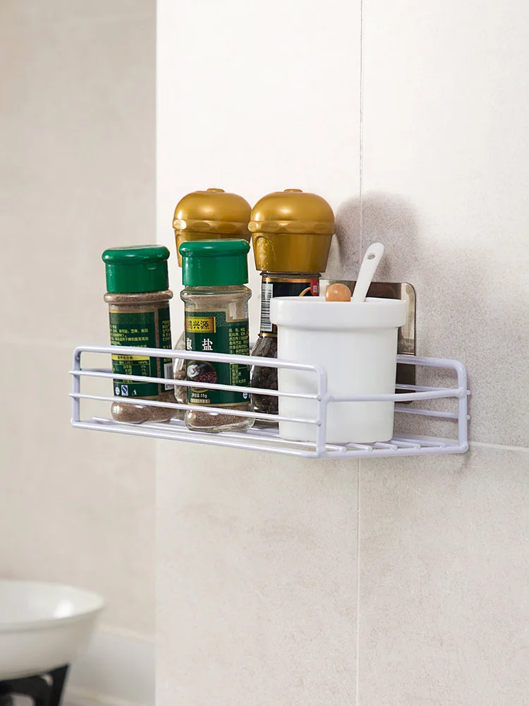 European Style Wrought Iron Bathroom Storage Rack Punch-free Toiletry Wall Hanging Basket Hollow Strong Bearing Capacity Shelf