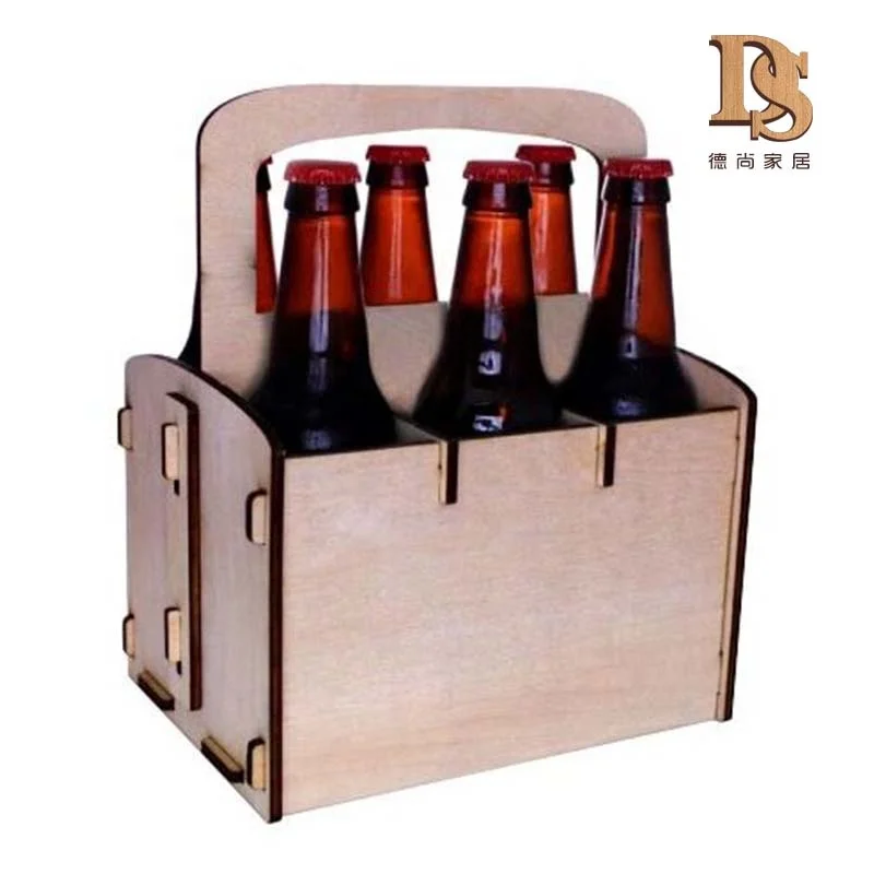 DIY Collapsible Disposable Beer Carrier. 4 Bottles Wooden Beer Holder Picnic Basket Bar Caddy