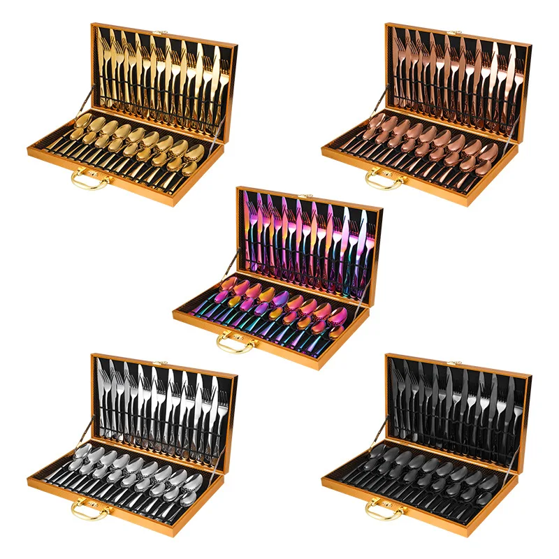 Luxury Hotel 36/48Pcs Vietnam Stainless Steel Flatware Sets Gold Cutlery Set for Wedding Knife Fork and Spoon Set for Restaurant