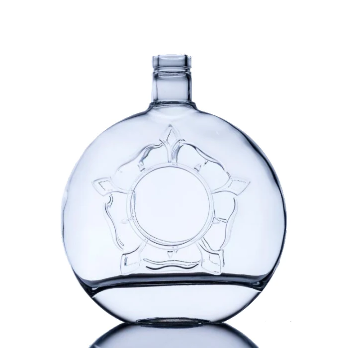 Super flint round glass empty custom design glass bottles