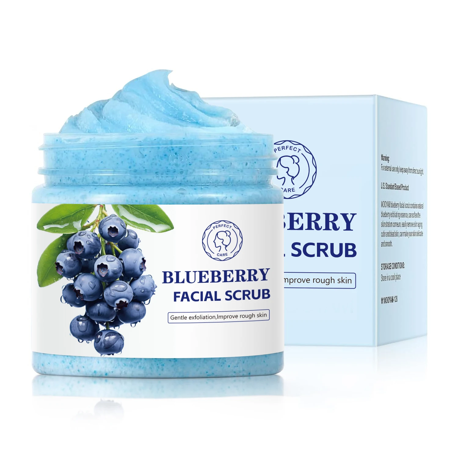 Private Label Natural Organic Moisturizing Blueberry Body Scrub for Acne Scar, Fine Lines & Wrinkles Facial Scrub