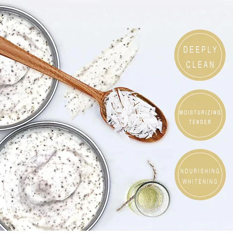 Coconut Milk Body Scrub Anti Cellulite & Exfoliator Natural Skin Care Formula Helps with Stretch Marks Eczema Acne