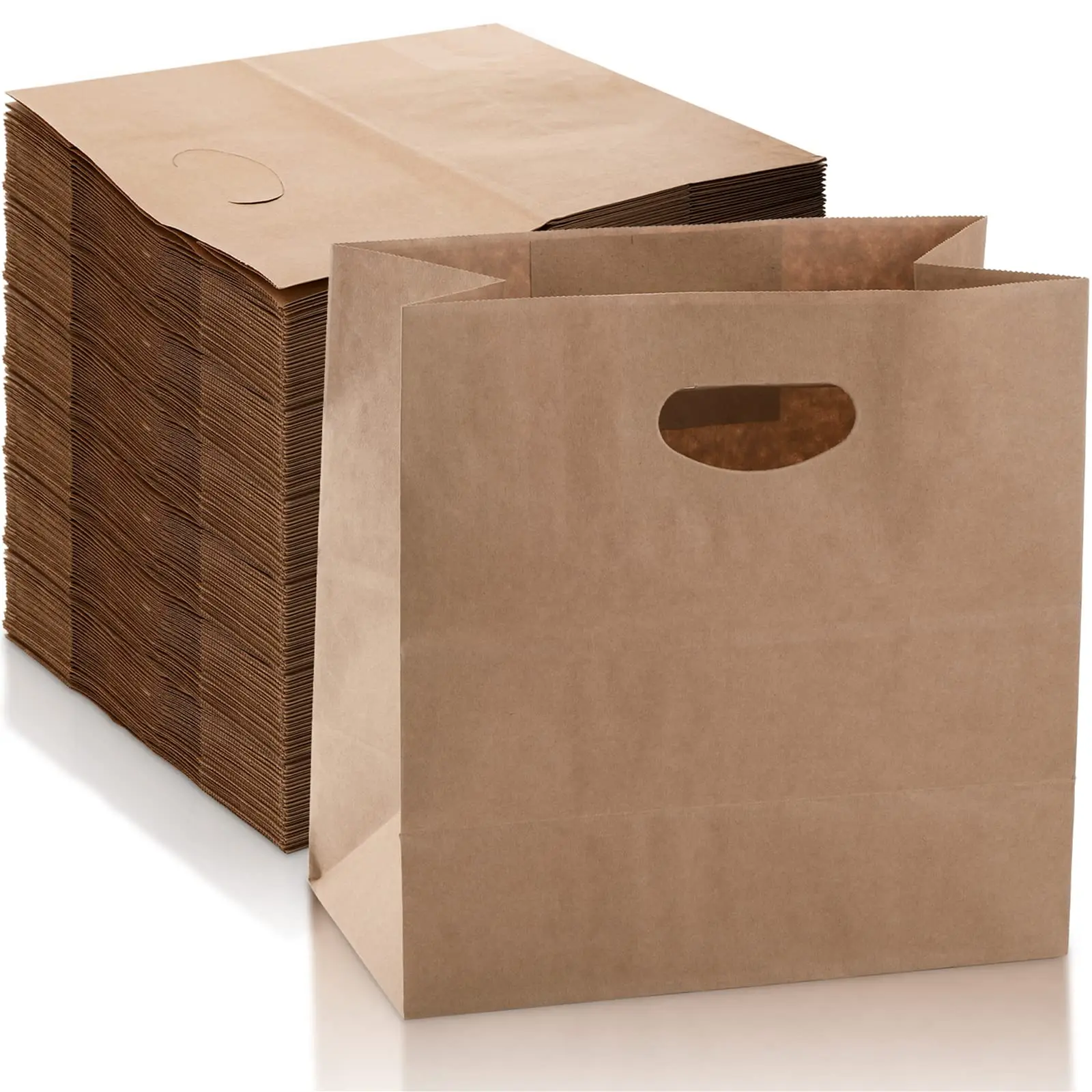 Custom Your Own Logo Print Carry out Restaurant Biodegradable Kraft Fast Food Takeaway Paper Bag with Handle