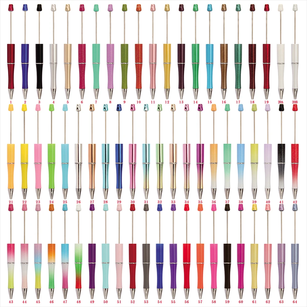 Factory Price Personalized Diy Unique Spacer Metal Pens With Bead Ballpoint 77 Colors Plastic Beads For Bead Pens