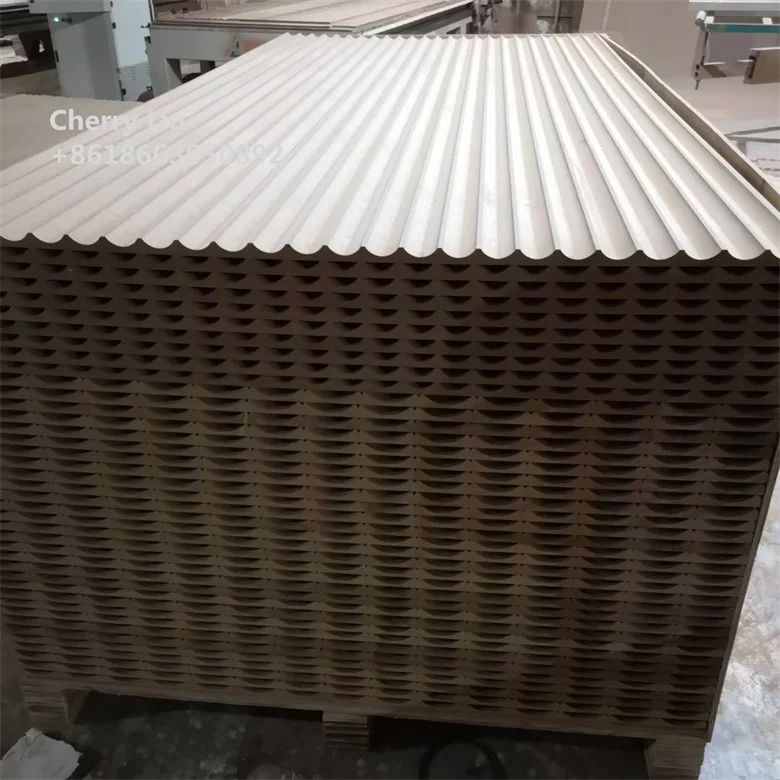 Art Textured Wood Grooved Decorative MDF bent Carved Cladding Sheets 3D wave MDF Wall Panel for Hotel