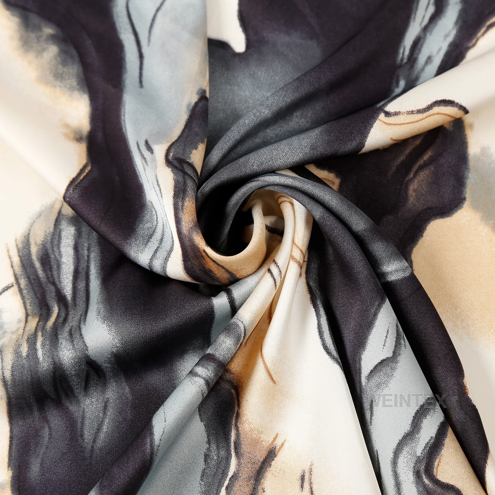 
WI-E03 Newest high quality abstract design printing polyester/spandex elastic silk satin fabric for blouse 