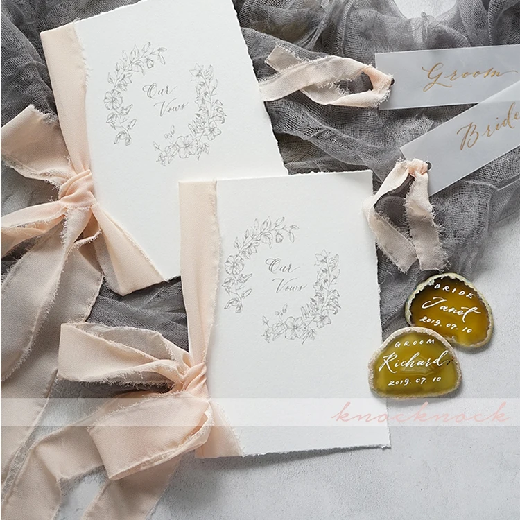 Western wedding pledge card original wedding vows card INS hand-painted Style  feather edge paper card