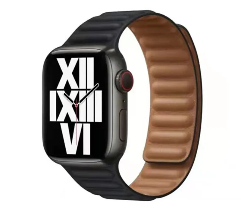 New Leather Strap For Apple Watch Band 44 40 41 45mm Original Magnetic Loop Bracelet Iwatch Series 3 5 4 Se 6 7 Strap