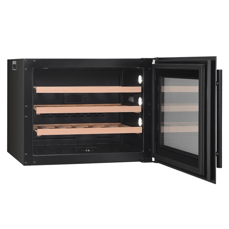 24 Bottles Embedded Mini Wine Cellar Compressor Wine Storage Cabinet Refrigerator Single Zone Cooler Shelves Black Electric 80