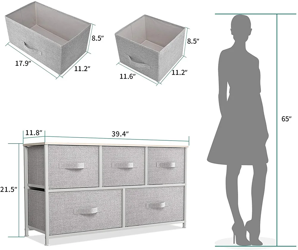 Fabric metal frame light gray clothes cabinet for living room