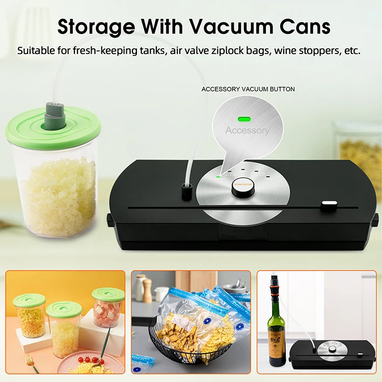 Household Vacuum Sealer Food Preservation Compact Detachable Design with Built-in Cutter Dry & Moist Food Modes