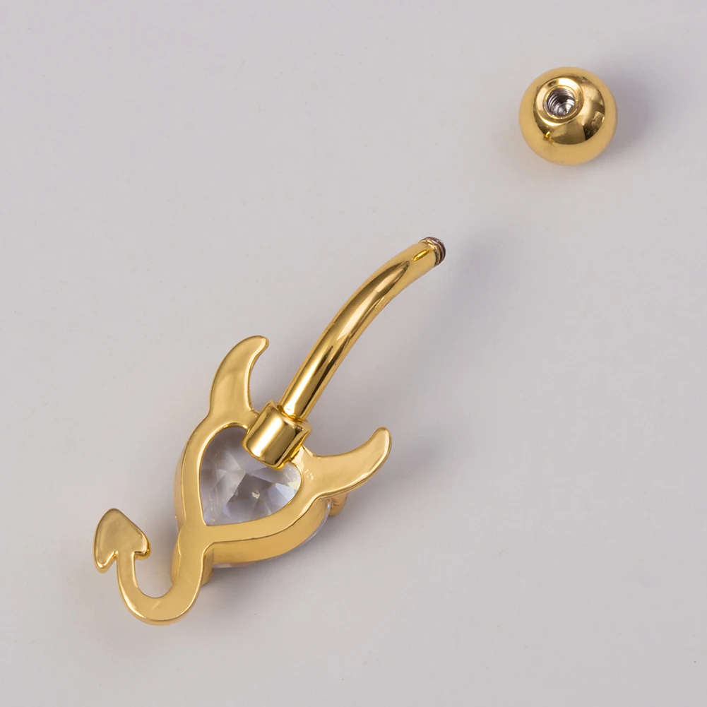 OEM Colorful CZ Zircon Surgical Steel Body Jewelry Belly Piercing Devil Heart Navel Belly Button Rings