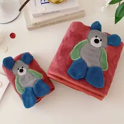 Wholesale coral fleece Star delu towel bath towel 3D three-dimensional embroidery piping border cute adult baby universal
