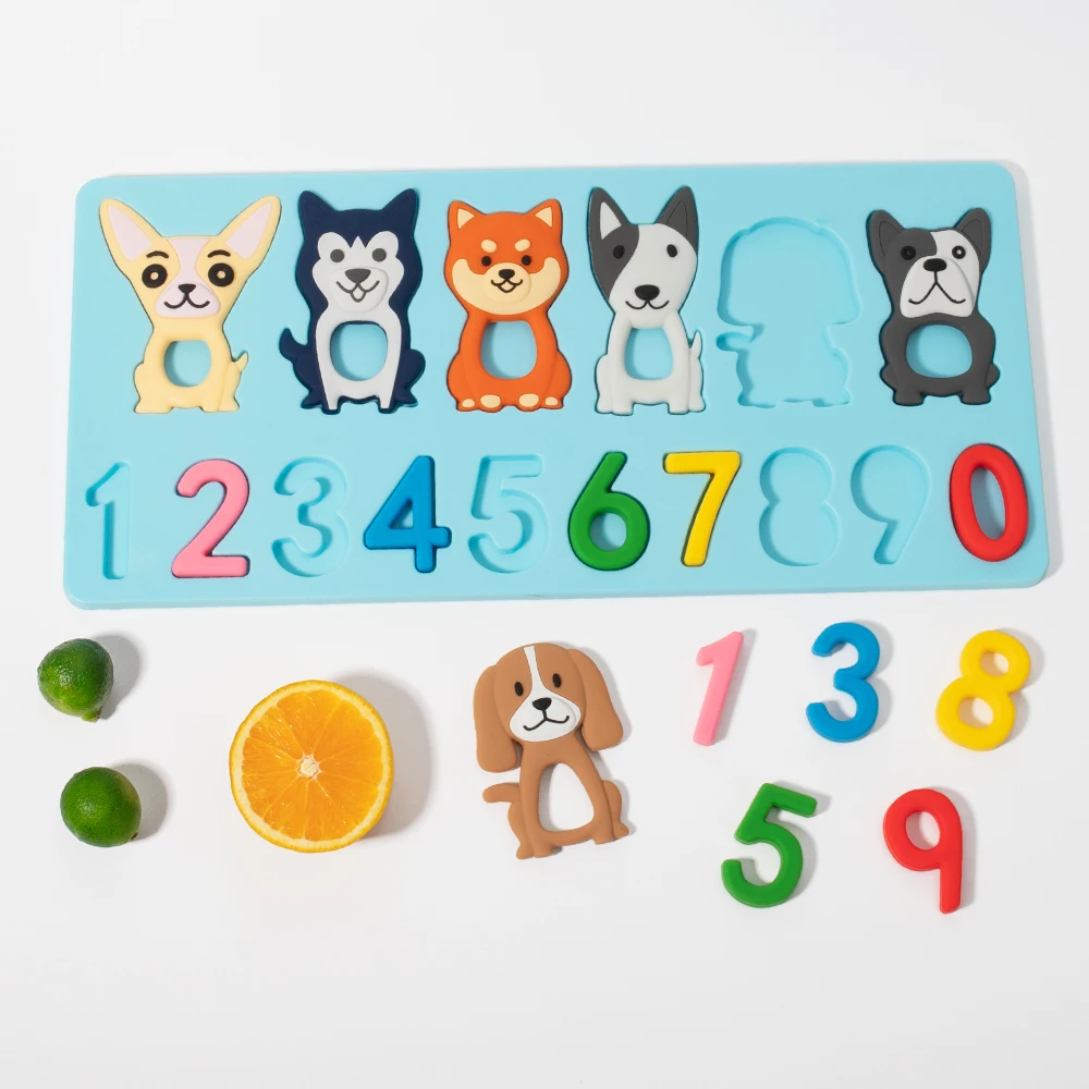 Factory supplier food grade kids toy silicone toddler baby toys 1-2 year animals numbers learning  educational toys for kids