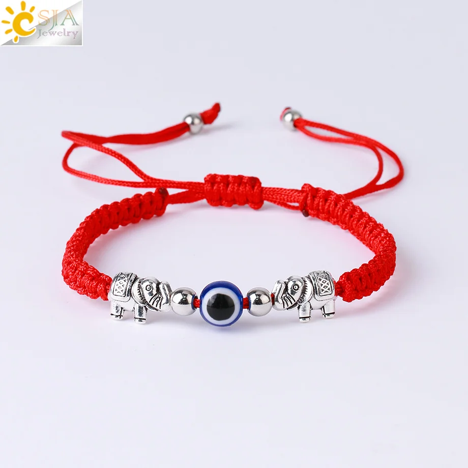 CSJA Wholesale Handmade Lucky Red String Hamsa Hand Charms Evil Eye Bead Friendship Bracelet S935