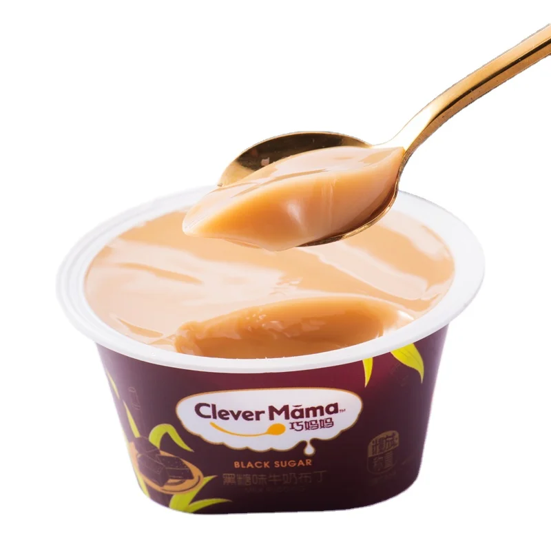 
70g x 6 Cups Chinese Healthy Snack Low Fat Pudding Jelly with Black Sugar Flavor for Young Ladies with Milk Powder 