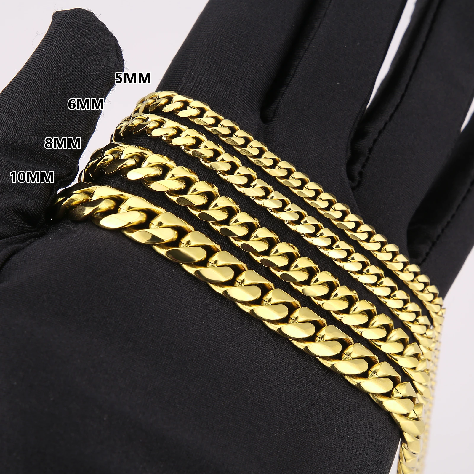 Diamond Cut Miami Cuban 14K Real Gold Plated Necklace Jewelry 5mm 10mm Stainless Steel Curb Cuban Link Chain for Men Women