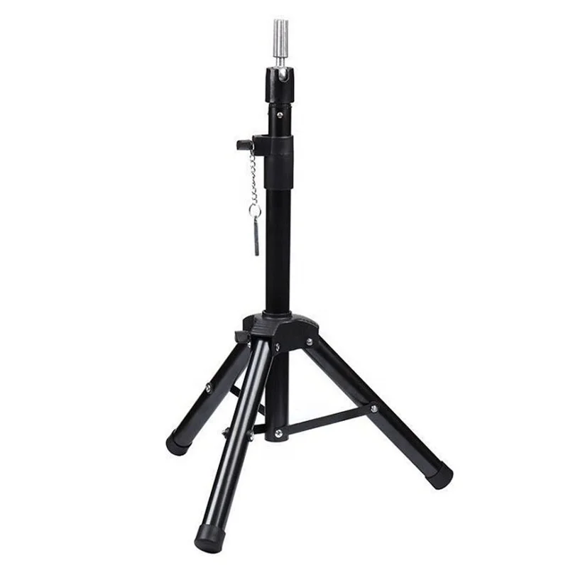 Leju hot selling black painted steel pipe wig stand mannequins tripod adjustable wig holder