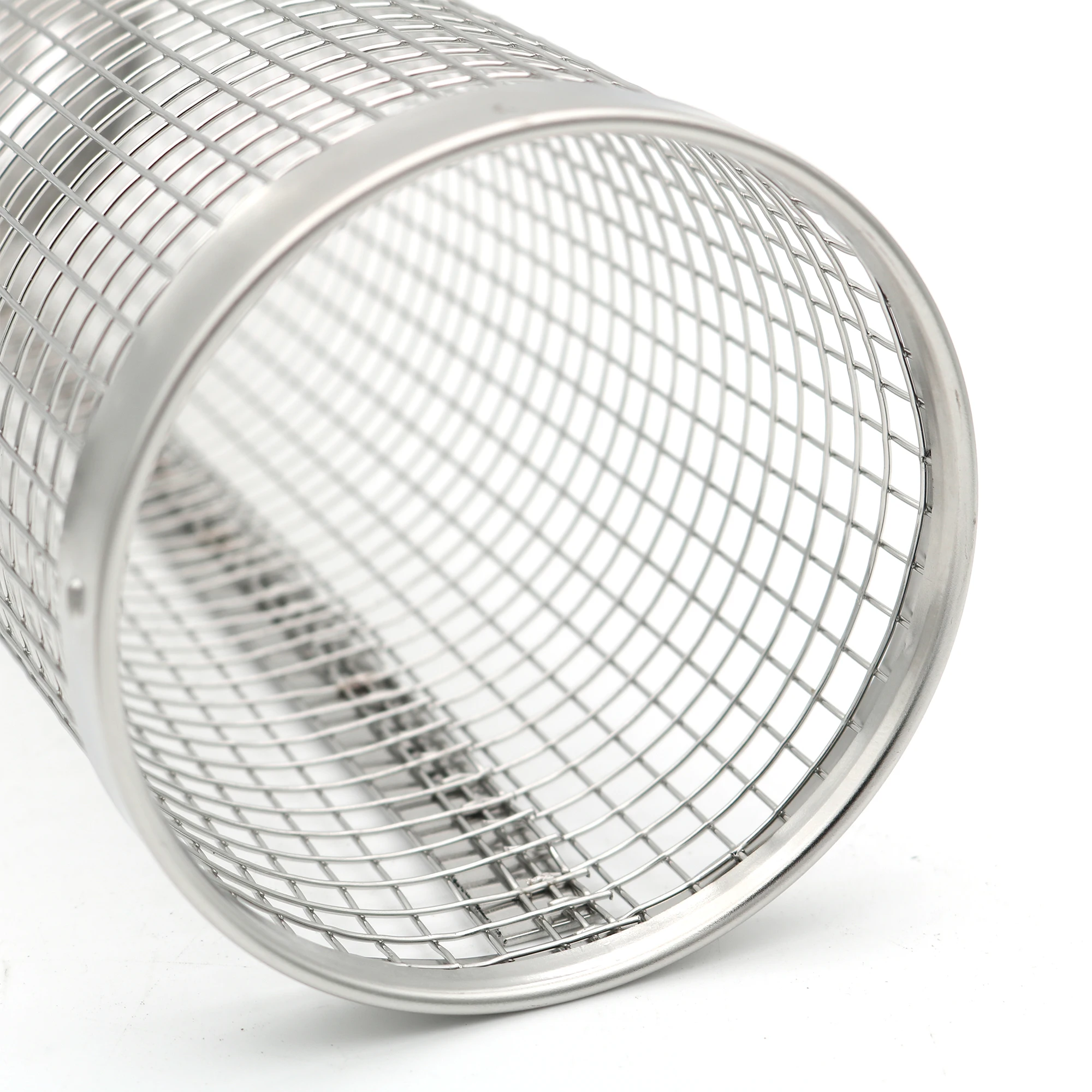 Stainless Steel 304 BBQ Accessories Outdoor Grilling Rolling round Grill Grilling Basket with Net Tube for Bbq