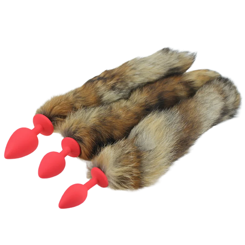 factory price OEM customizing silicone anal plug with furry fox tail