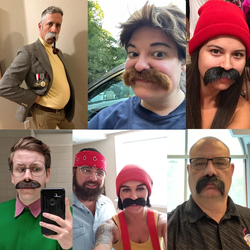 Novelty Self Adhesive Walrus Fake Mustache Realistic False Facial Hair for Adults Costume Accessory