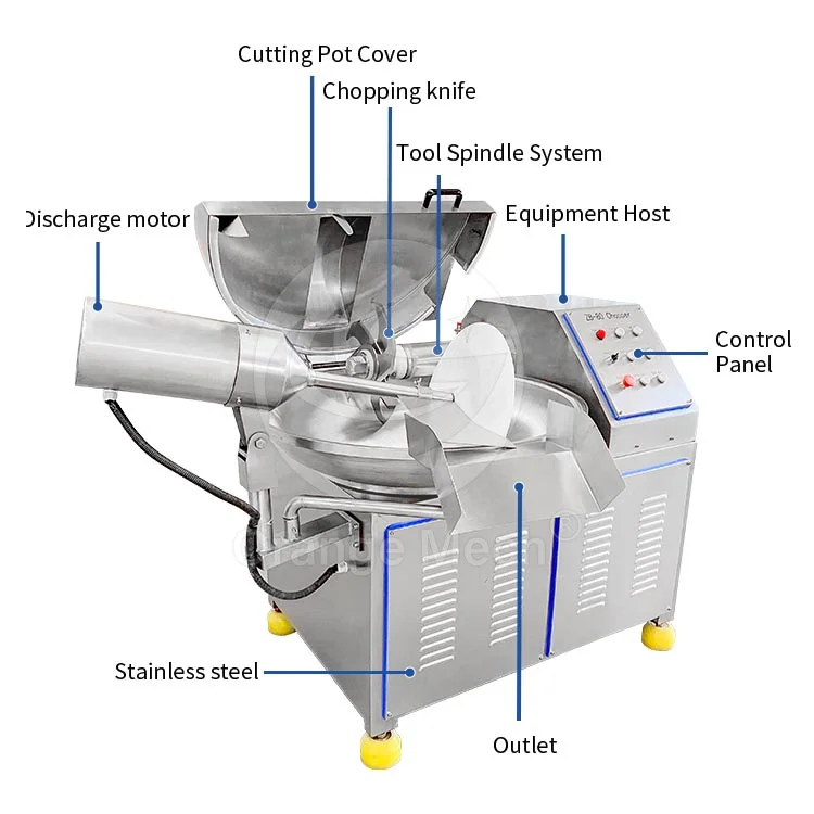 ORME Automatic Pork Ham Purple Cabbage Chopping Machine 10l Meat Bowl Cutter Emulsifier Meat Bowl Cutting Machine