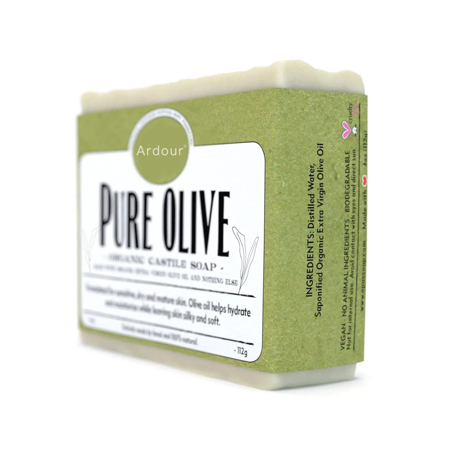 Pure Olive Soap Organic Extra Virgin Olive Oil Castile Soap for super Sensitive Mature Skin Hypoallergenic Moisturizes Anti