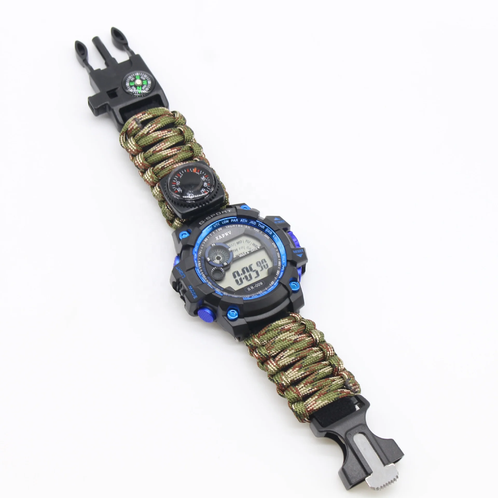 Outdoor Travel Waterproof Multifunction Survival 550 Bracelet Watch
