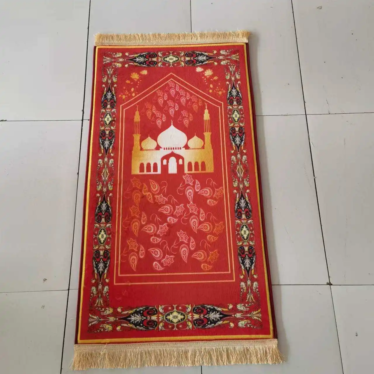 Shinny Velvet Thick Machine Woven Wholesale Muslim Design kids Prayer Mat