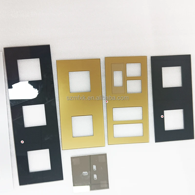 OEM customized 3mm silk screen tempered glass socket wall mounted switch tempered glass panel Touch switch board