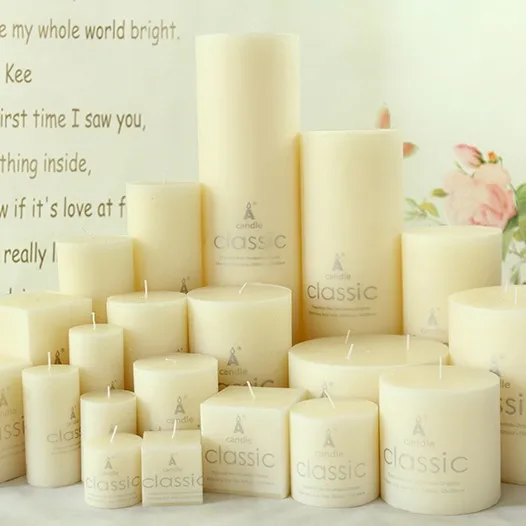 Decorative Pillar Candles White Square Or Circle Round Bougie