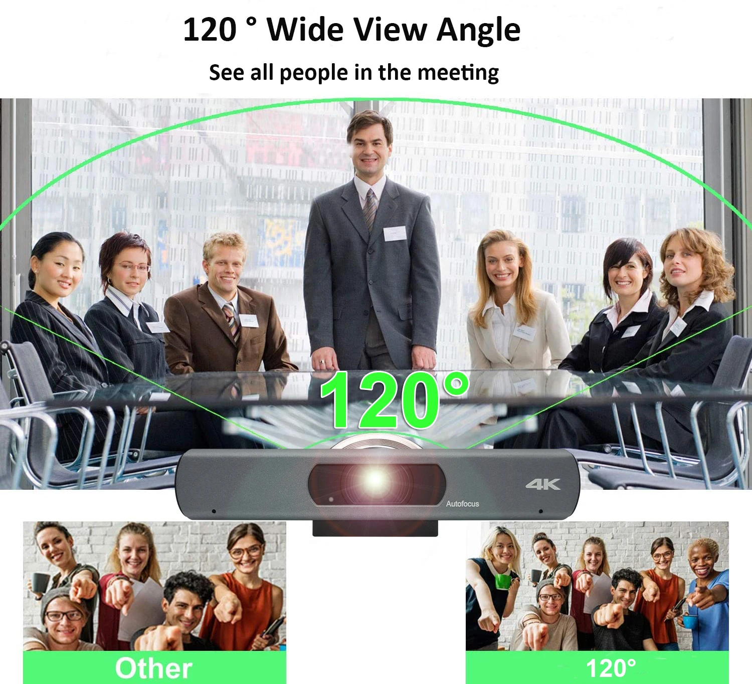 Professional 120 Degree Wide View Angle Built in Microphone 4K Video Conference PC System Autofocus USB Camera Webcam