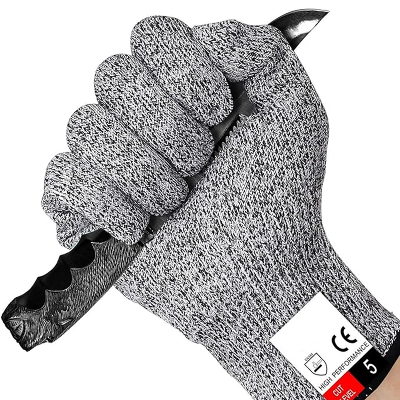 HPPE en388 gloves string knit hppe level 5 work cutting cut resistant gloves ansi a5 protection
