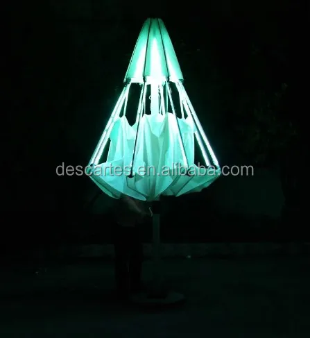 3.5m lighted garden flower umbrellas, PVC LED round tulip umbrellas for large events