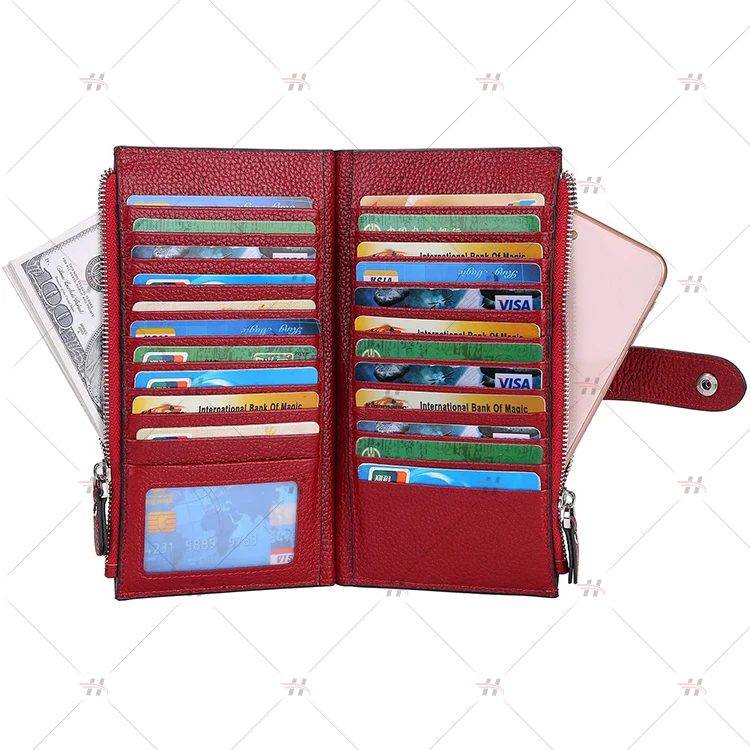 Women Zip Around Wallet Phone Clutch RFID Blocking Card Holder Lady Purse