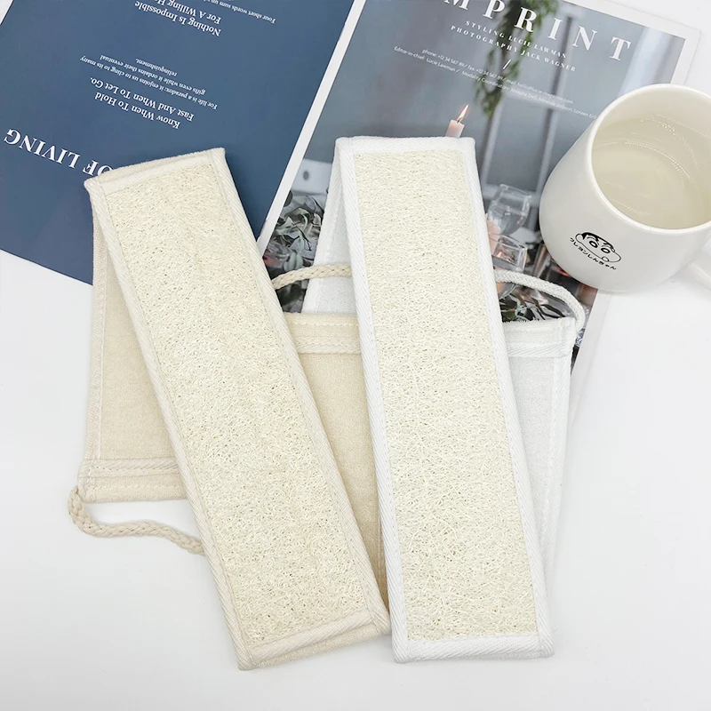 Wholesale Organic Sponge Exfoliating Sisal Nature Color Long Strip Double-sided Bath Pull Back Rubbing Body Loofah Belt