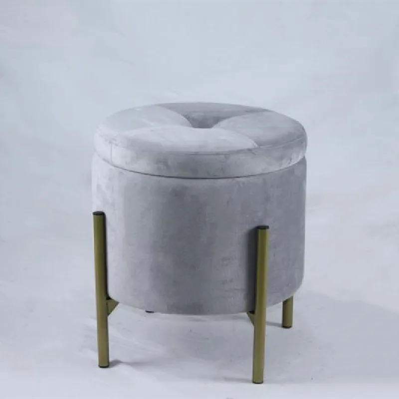 Legs Powder Coated Finish Round Storage Ottoman Chair KD Metal Home Furniture Living Room Furniture Home Stool & Ottoman Modern