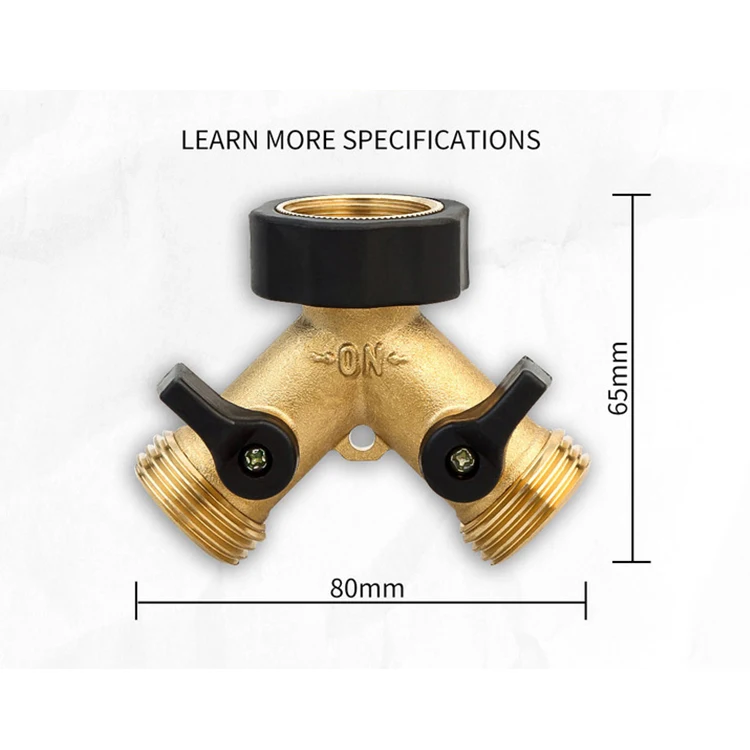 Garden Hose Splitter 2 Way Heavy Duty Connector Brass Garden Hose Adapter  Y shaped hose connector