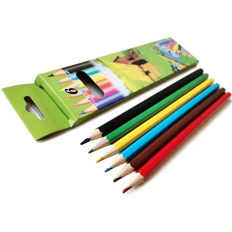 Wholesale Wooden 7inch 6 Rainbow Color Pencil for Children Painting
