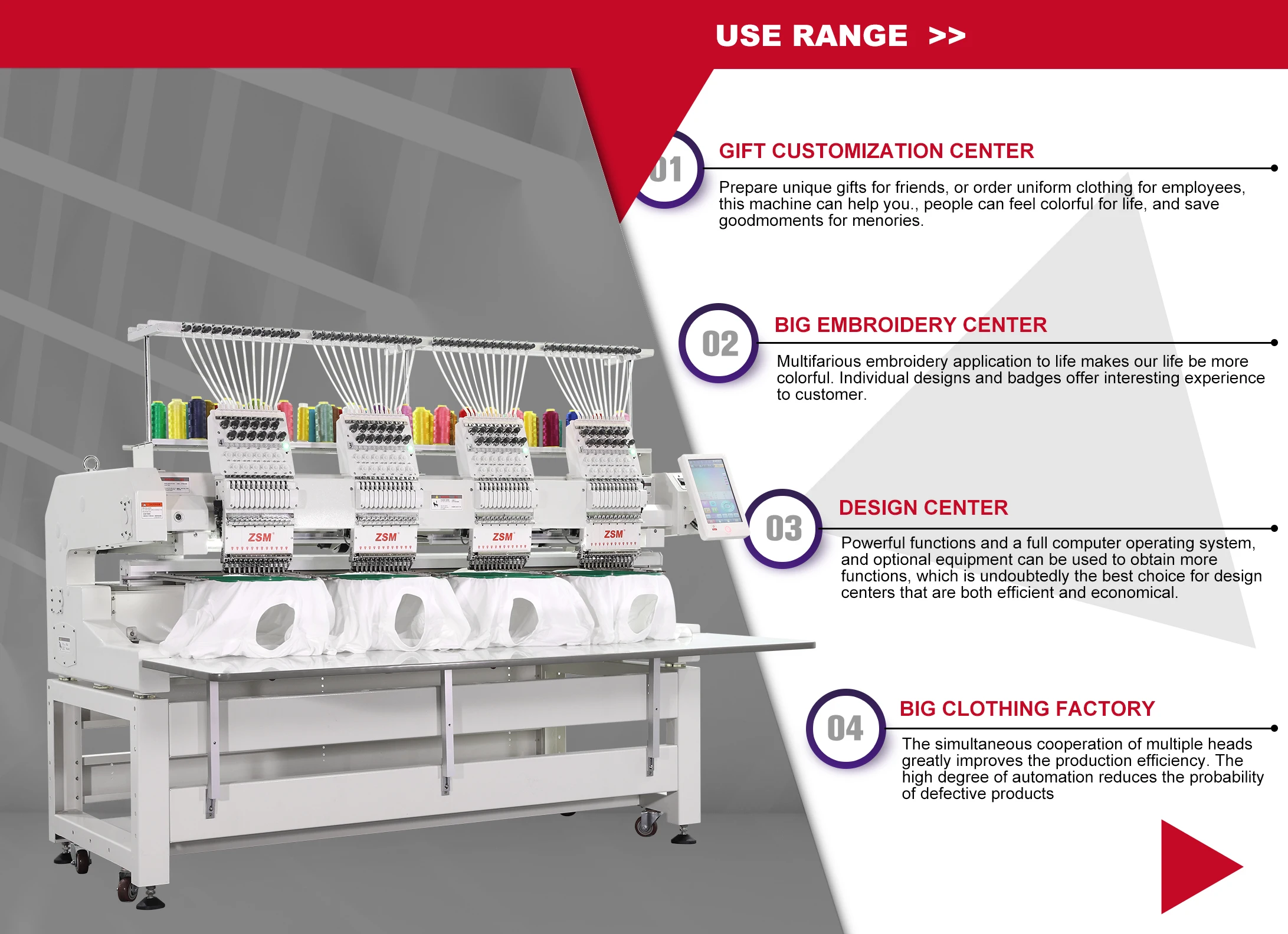 4 head embroidery sewing machine programmable embroidery machine four heads embroidery computer machine