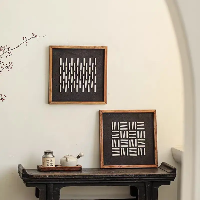 Modern Creative Wall Decor Square Painting Wooden Frame Picture for Interior Living Room Bedroom Home Wall Decorative