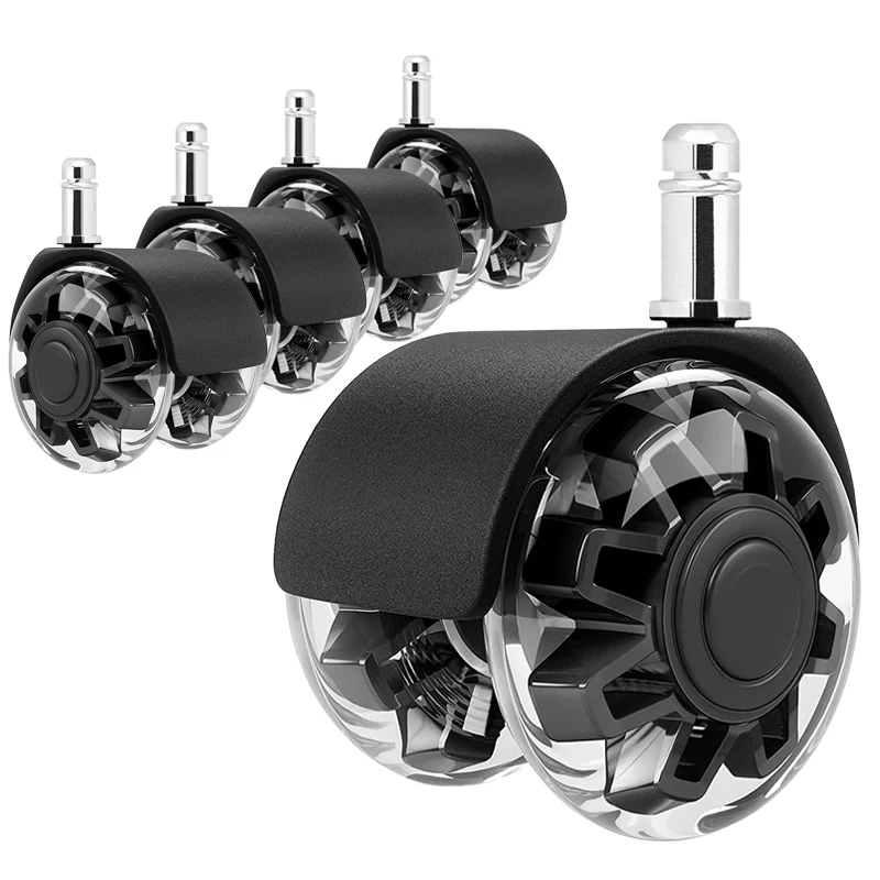 Super Silence 2 Inch Twin Furniture Caster Wheel PU Office Chair Swivel Casters Black High Quality
