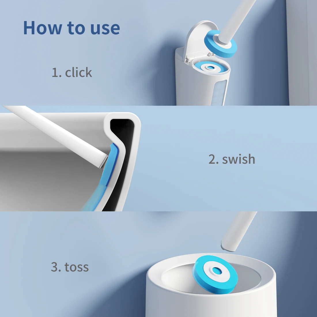 Hot Selling Professional Disposable Toilet Brush with Soap Dispenser Replaceabled Head for Bathroom