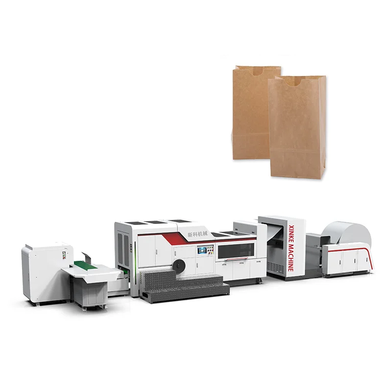 New Condition Kraft Paper Bag Making Machine twisted rope or flat handle fully automatic paper bag making machine with printing
