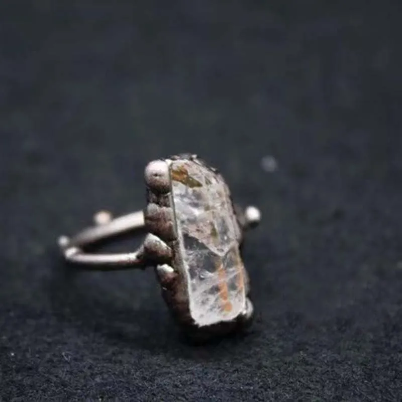 wholesale natural raw point crystal metalwork bronze ring clear energy original design
