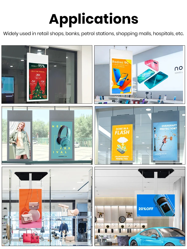 Double Side Window Display Transparent Video Advertising Window Glass Screen Display 43 55 Inch Super Slim Black LCD Indoor SDK