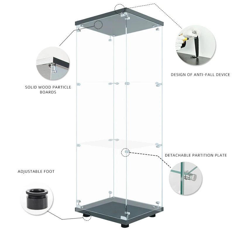China cabinet with glass shelves Glass perfume display cabinet glass cabinets lego acrylic minifigure display case comic con toy